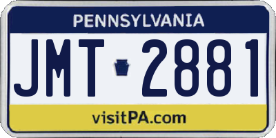 PA license plate JMT2881
