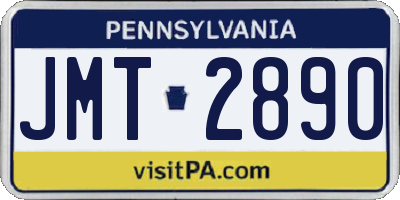 PA license plate JMT2890