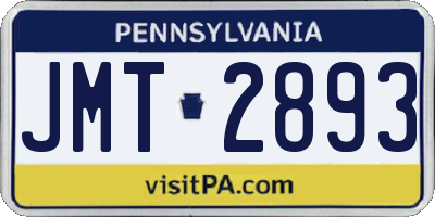 PA license plate JMT2893