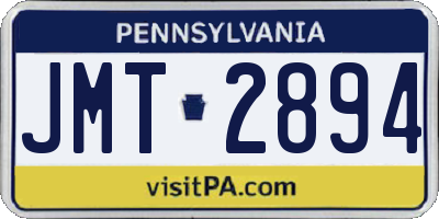 PA license plate JMT2894
