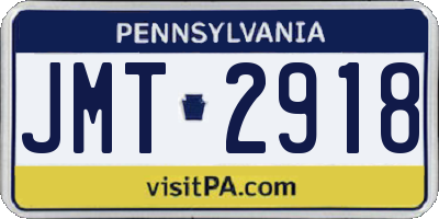 PA license plate JMT2918