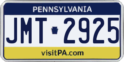 PA license plate JMT2925