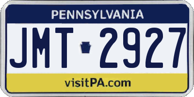 PA license plate JMT2927