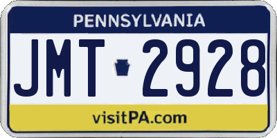 PA license plate JMT2928