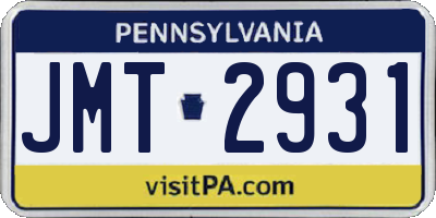 PA license plate JMT2931