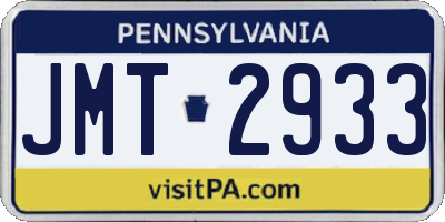 PA license plate JMT2933