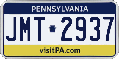 PA license plate JMT2937