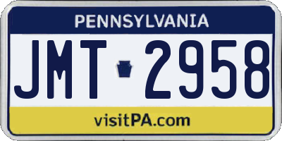 PA license plate JMT2958