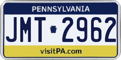 PA license plate JMT2962