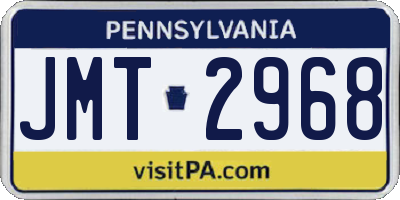 PA license plate JMT2968