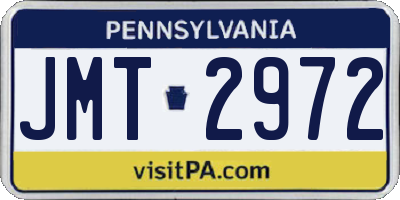 PA license plate JMT2972