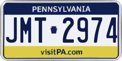 PA license plate JMT2974