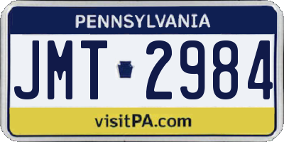 PA license plate JMT2984