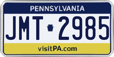 PA license plate JMT2985
