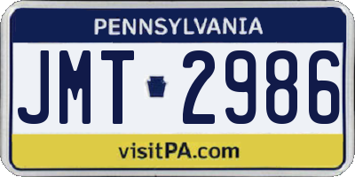 PA license plate JMT2986