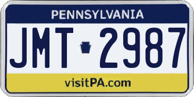 PA license plate JMT2987