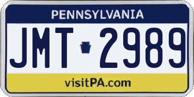 PA license plate JMT2989