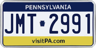 PA license plate JMT2991