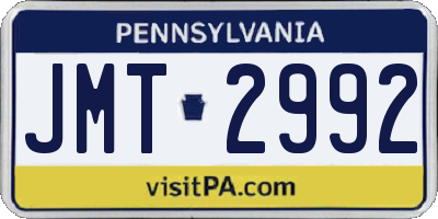 PA license plate JMT2992