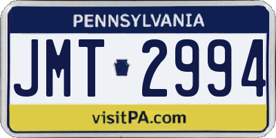 PA license plate JMT2994