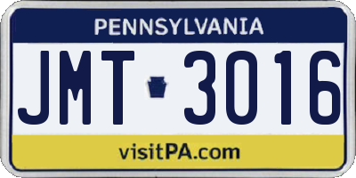 PA license plate JMT3016