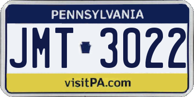 PA license plate JMT3022