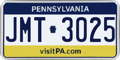 PA license plate JMT3025