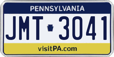 PA license plate JMT3041