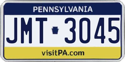PA license plate JMT3045