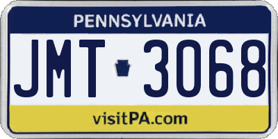 PA license plate JMT3068