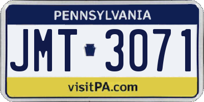 PA license plate JMT3071