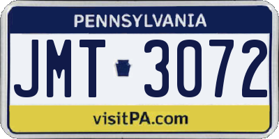 PA license plate JMT3072