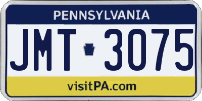 PA license plate JMT3075
