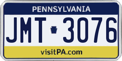 PA license plate JMT3076