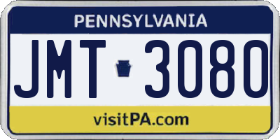 PA license plate JMT3080