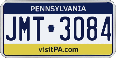 PA license plate JMT3084