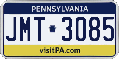PA license plate JMT3085