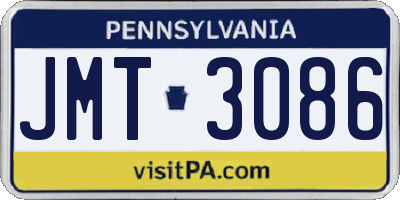 PA license plate JMT3086