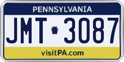 PA license plate JMT3087
