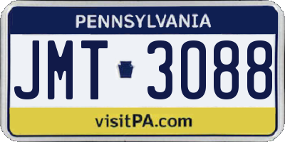PA license plate JMT3088