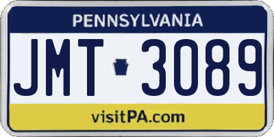 PA license plate JMT3089