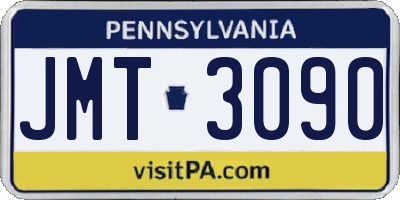 PA license plate JMT3090