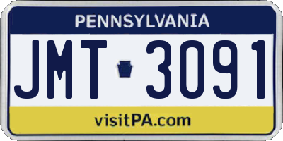 PA license plate JMT3091