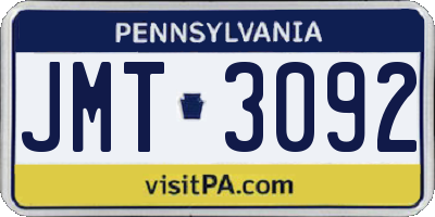 PA license plate JMT3092