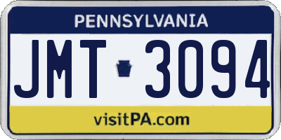 PA license plate JMT3094