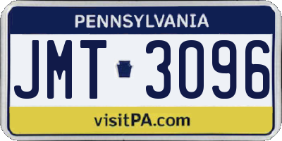 PA license plate JMT3096