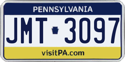 PA license plate JMT3097
