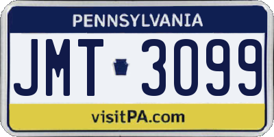 PA license plate JMT3099
