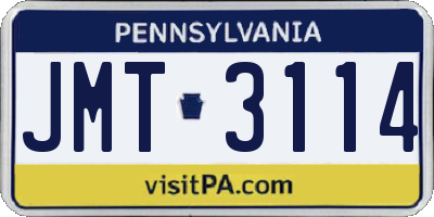 PA license plate JMT3114