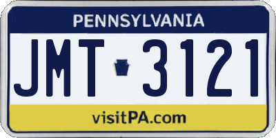 PA license plate JMT3121